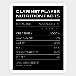 Clarinet Player Nutrition Facts Sticker